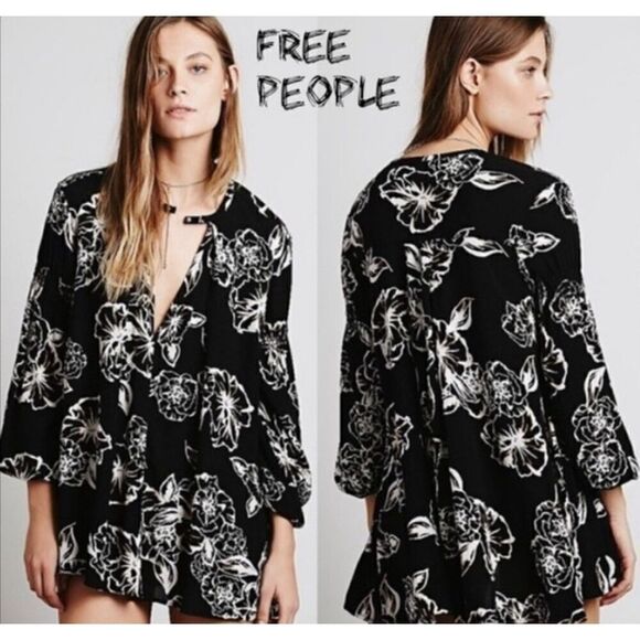Free People Floral Tree Swing Tunic Mini Dress Size Small - Picture 1 of 11